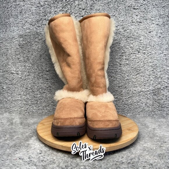 UGG Sunburst Tall Boots Size 10 Women Chestnut 5218 - Picture 3 of 7